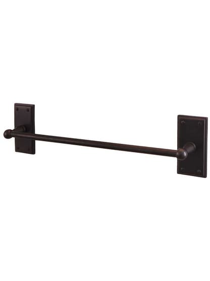 Solid-Bronze Towel Bar with Rectangular Plates.